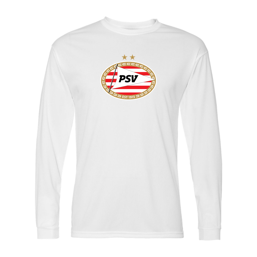 Men's PSV Eindhoven FC Performance Long Sleeve T-Shirt | Color: White | Original artwork on Drive garment