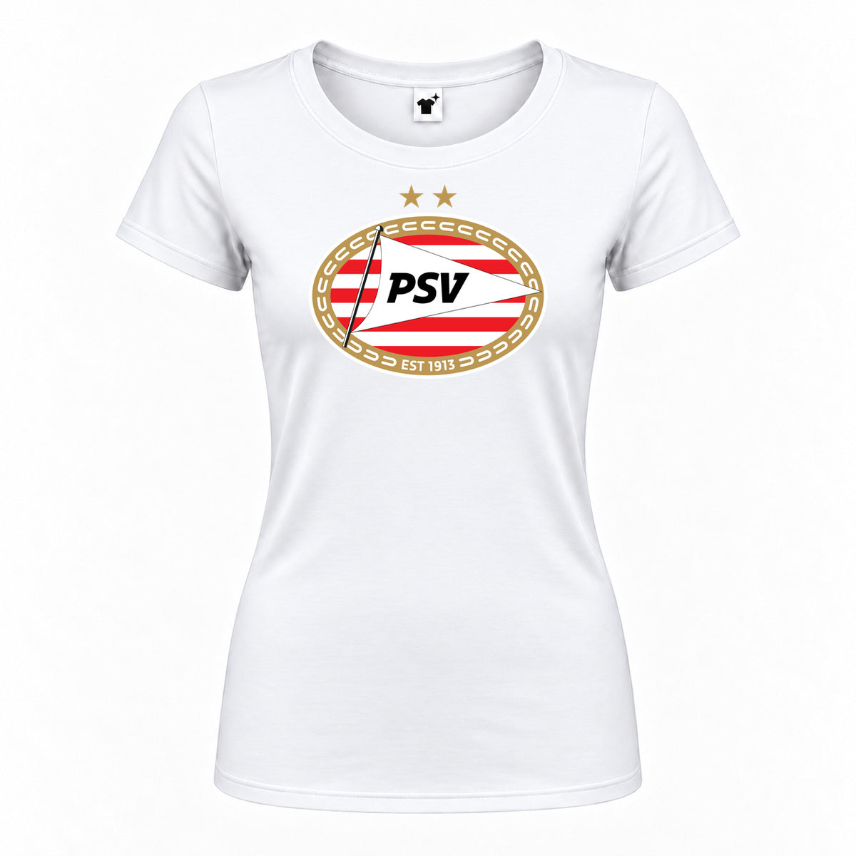 Women's PSV Eindhoven FC Round Neck T-Shirt — White — original logo on current Drive garment