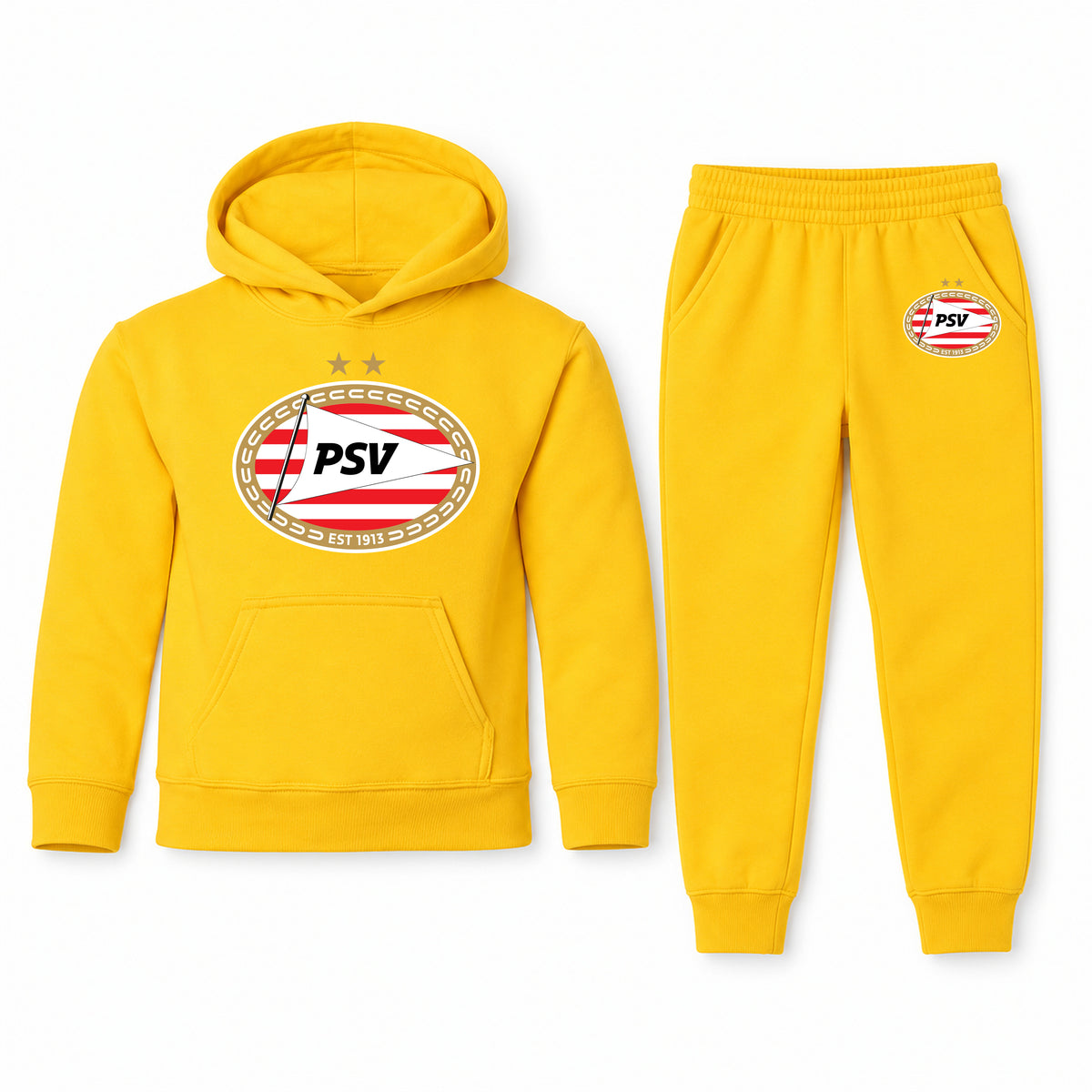 PSV Eindhoven FC youth hoodie jogger set, Yellow, Youth Large ages 10–12