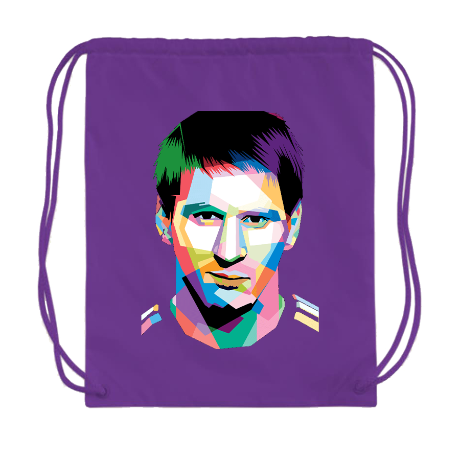 Lionel Messi Face Art SoccerDrawstring Bag