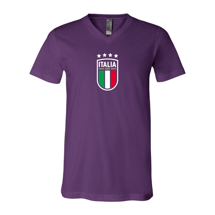 Men’s Italy National Soccer Team  - BELLA + CANVAS - Jersey V-Neck Tee - 3005