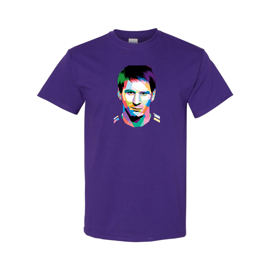 Men's Lionel Messi Face Art Soccer Cotton T-Shirt