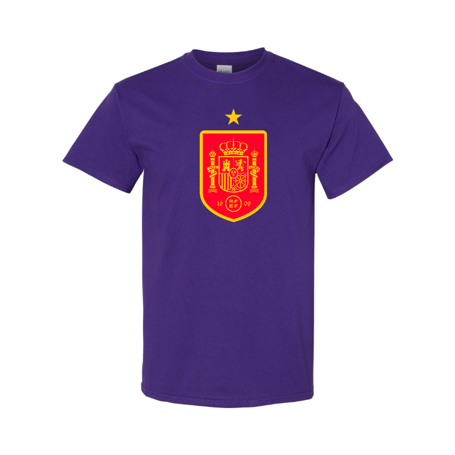 Youth Kids Spain Red Logo National Soccer Team Cotton T-Shirt