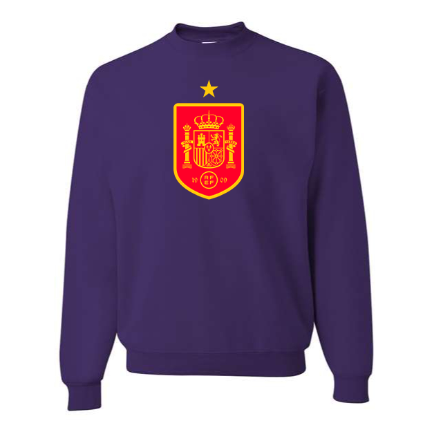 Men's Spain Red Logo National Soccer Team Crewneck Sweatshirt