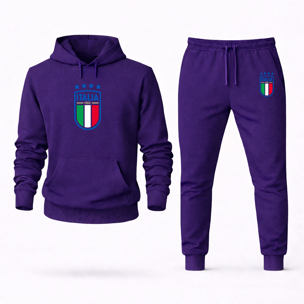 Men's Italy National Soccer Hoodie Joggers Set