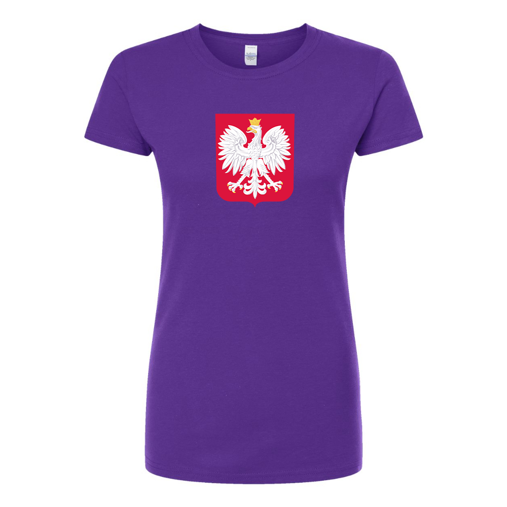 Women's Poland National Soccer Team Round Neck T-Shirt