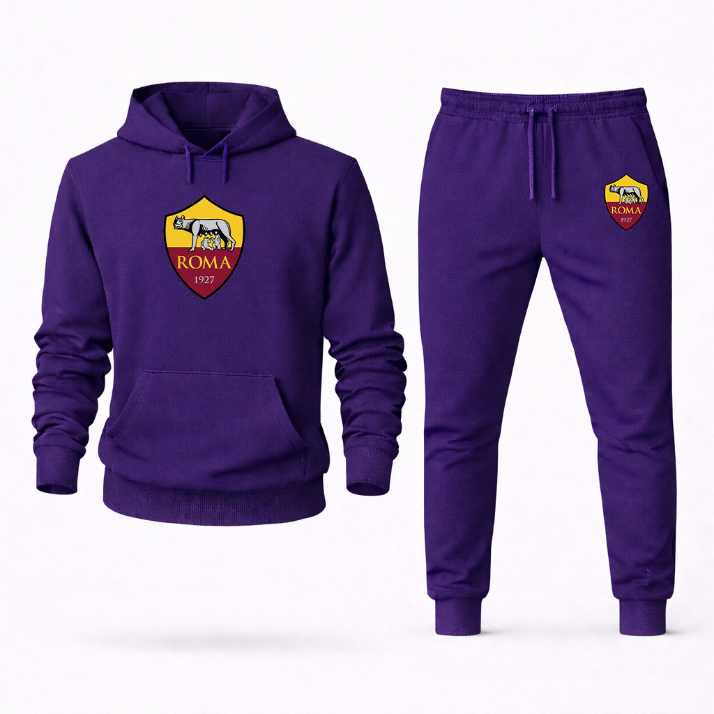 Men's AS Roma FC Logo Hoodie Joggers Set