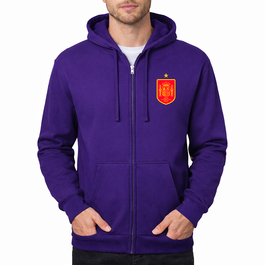 Men's Spain Red Logo National Soccer Team Zipper Hoodie