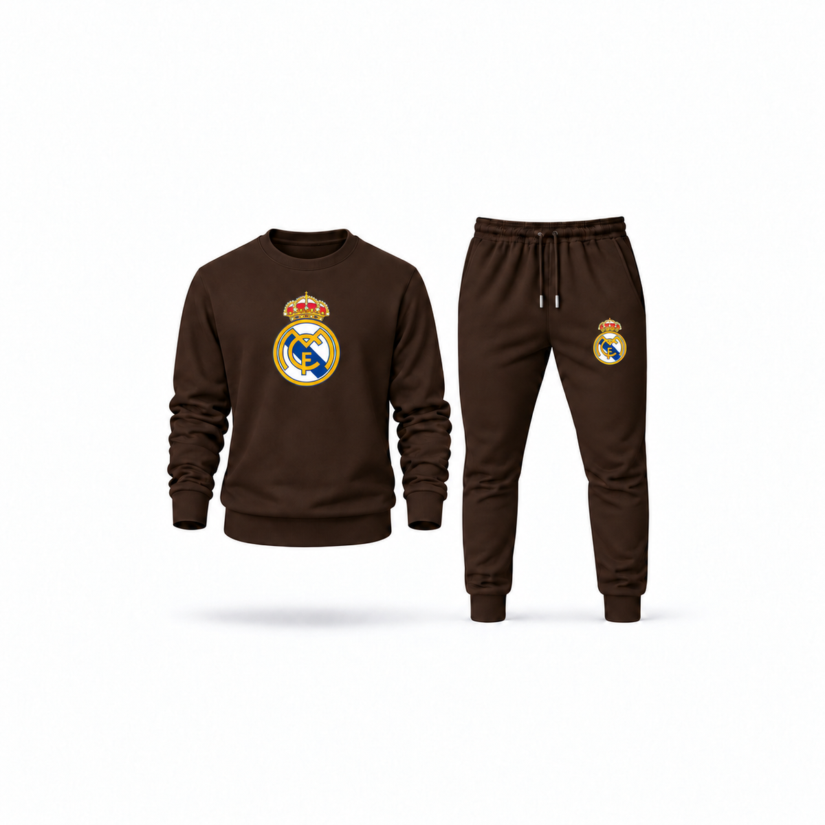 Men's Real Madrid Soccer Sweatshirt Joggers Set | Color: Brown | Main