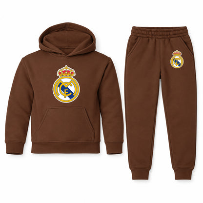 Real Madrid Soccer youth hoodie jogger set, Brown, Youth Large ages 10–12