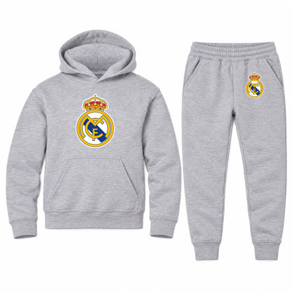Real Madrid Soccer youth hoodie jogger set, Sports Grey, Youth Large ages 10–12