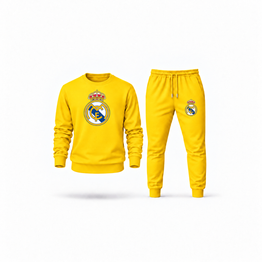 Men's Real Madrid Soccer Sweatshirt Joggers Set | Color: Yellow | Main