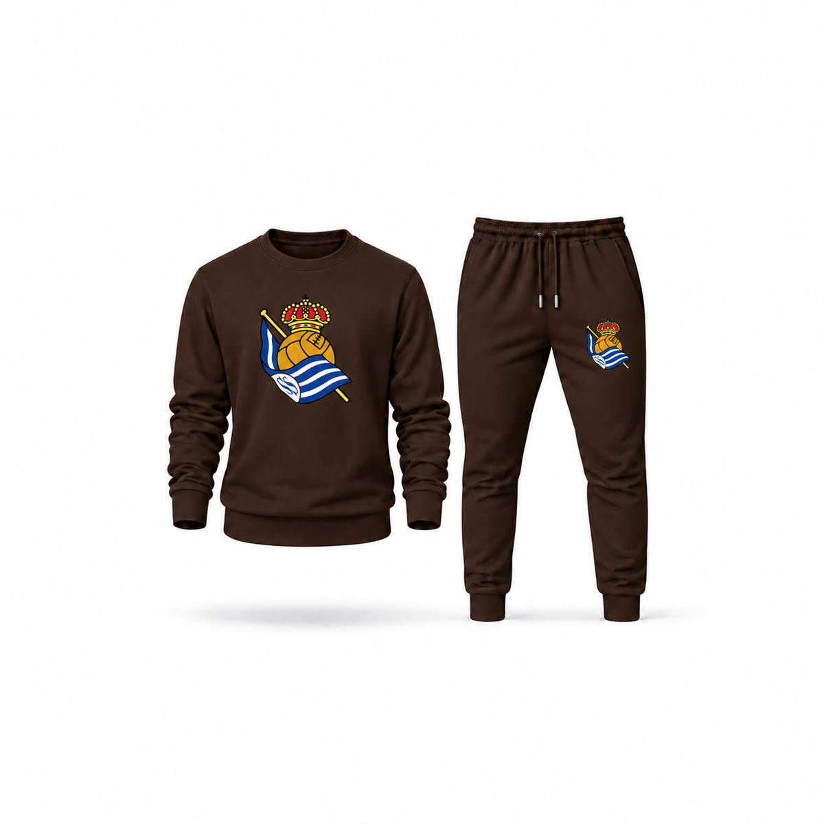 Men's Real Sociedad FC Sweatshirt Joggers Set | Color: Brown | Main
