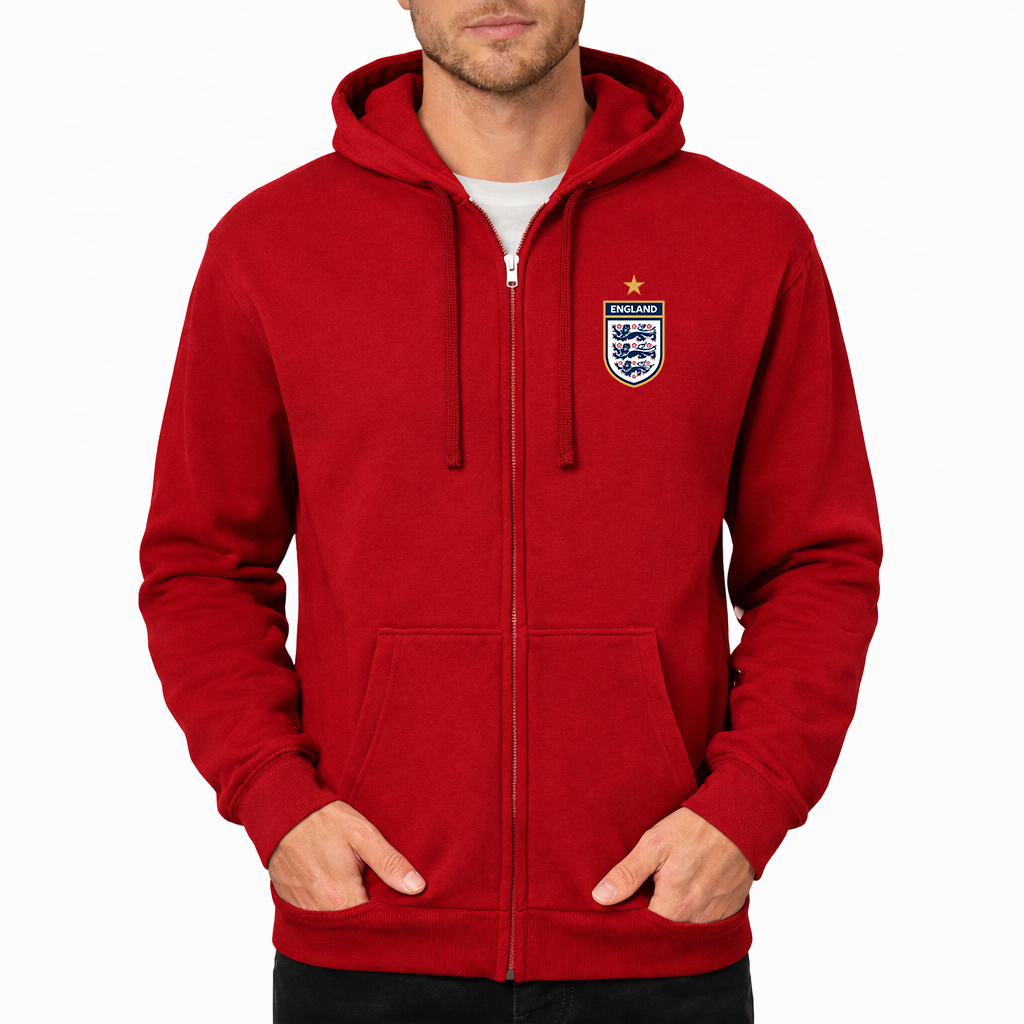 Men's England National Soccer Team Zipper Hoodie