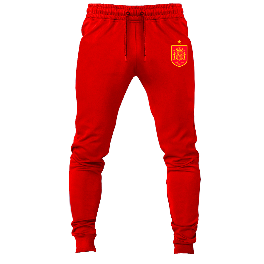 Men's Spain Red Logo National Soccer Team Joggers Sweatpants