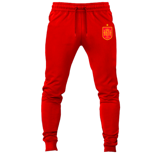 Men's Spain Red Logo National Soccer Team Joggers Sweatpants