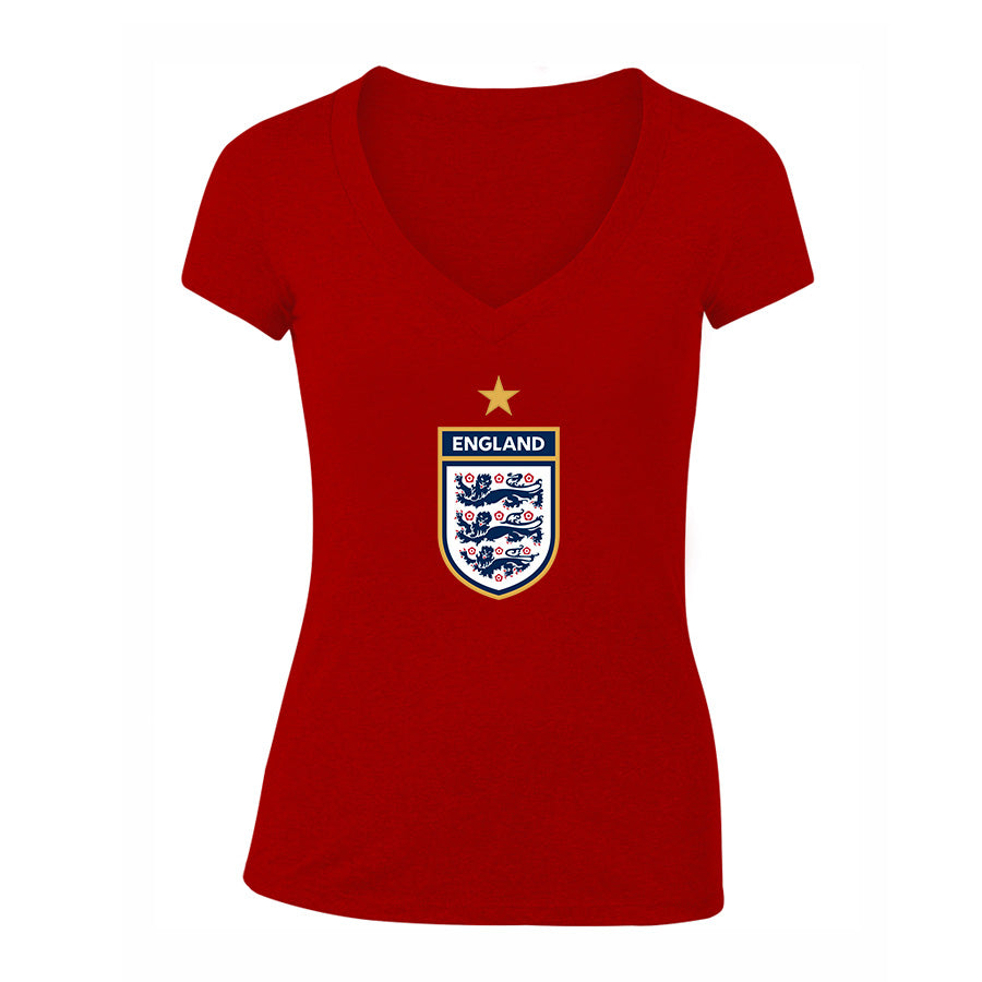 Women's England National Soccer Team V-Neck T-Shirt