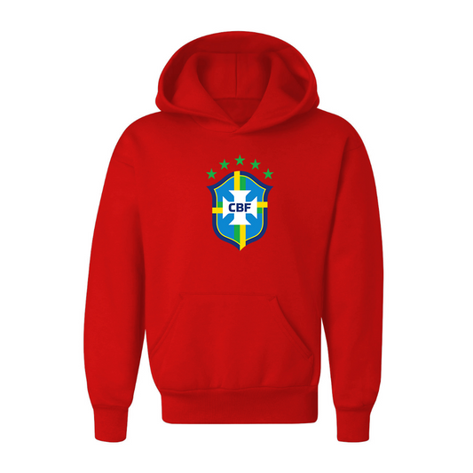 Youth Kids Brazil National Soccer Team Pullover Hoodie