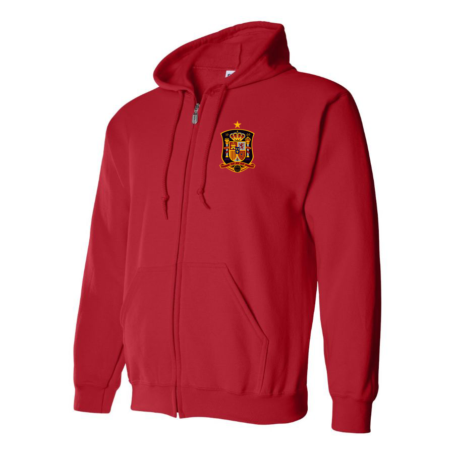 Men's Spain National Soccer Team Zipper Hoodie