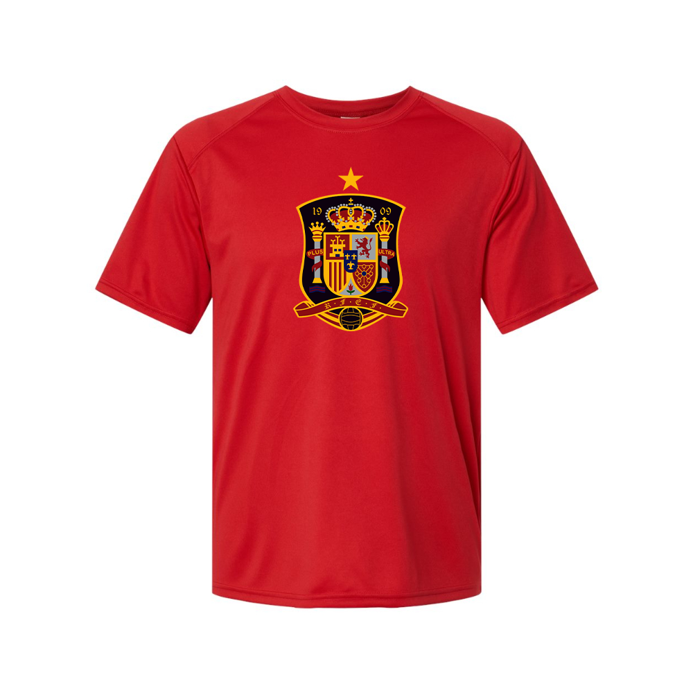 Youth Kids Spain National Soccer Team Performance T-Shirt