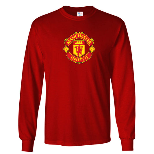Men’s Manchester United Soccer Cotton Long Sleeve T-Shirt