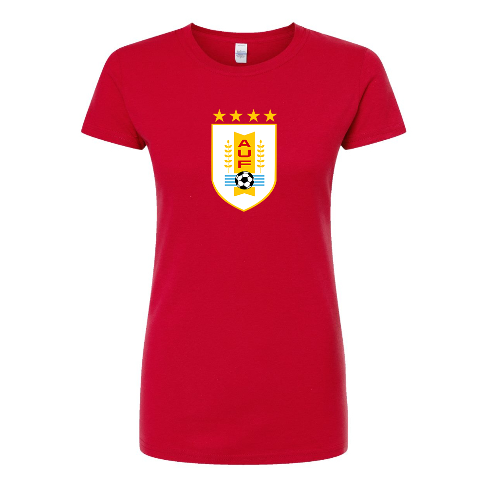 Women's Uruguay National Soccer Team Round Neck T-Shirt