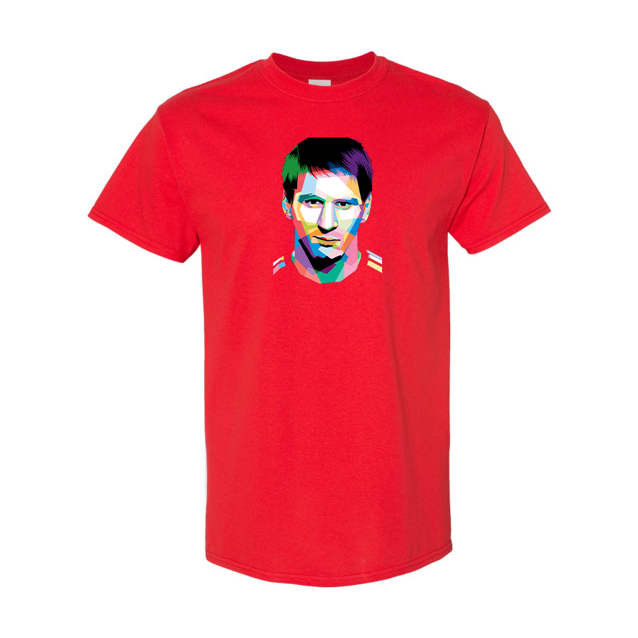 Youth Kids Lionel Messi Face Art Soccer Cotton T-Shirt