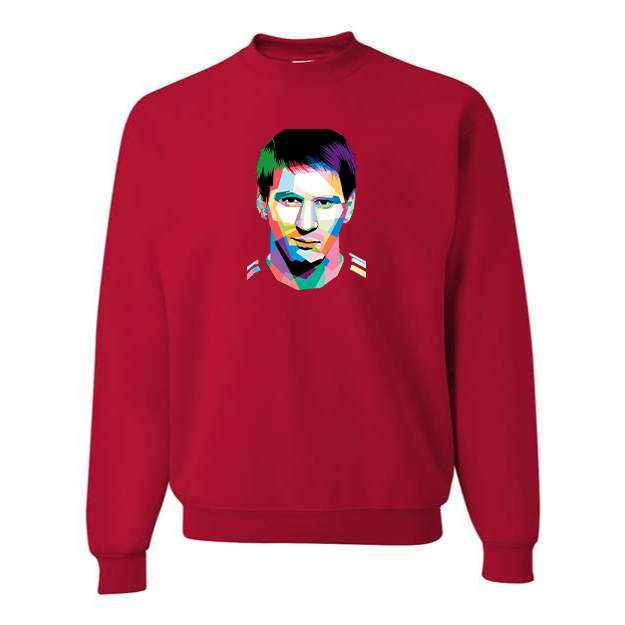 Men's Lionel Messi Face Art Soccer Crewneck Sweatshirt