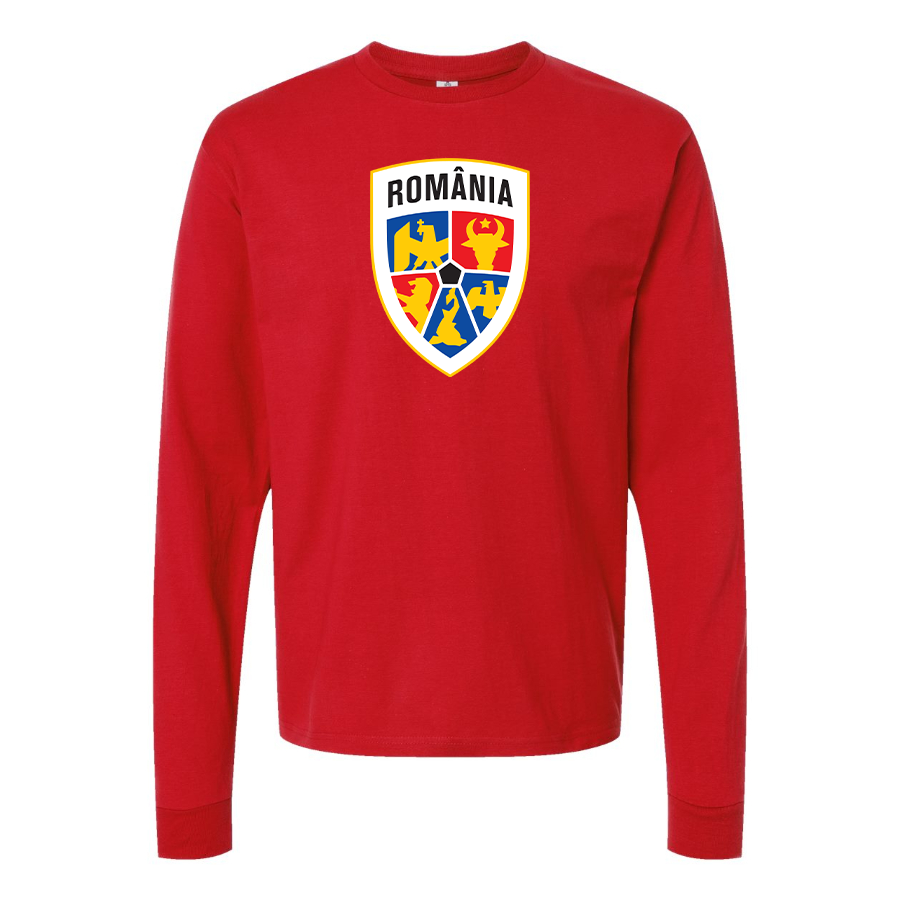 Men's Romania National Soccer Team Long Sleeve T-Shirt