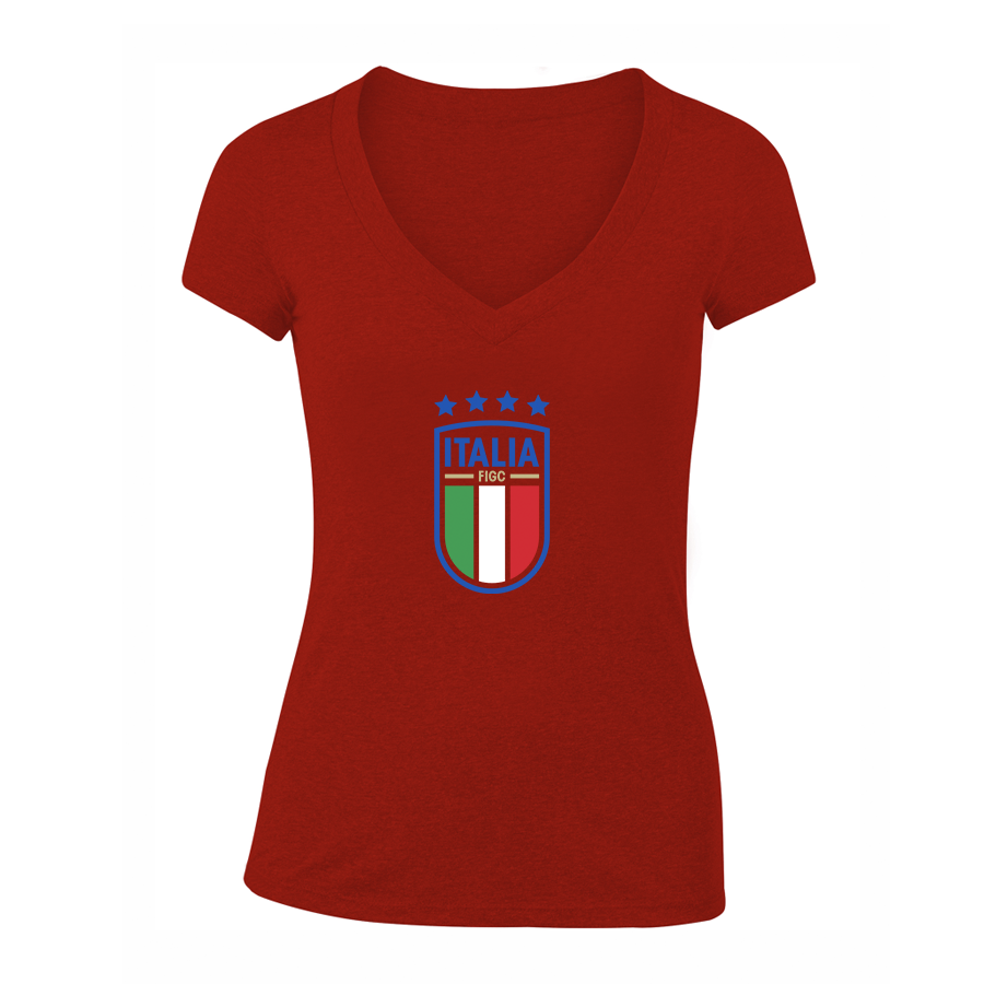 Women's Italy National Soccer V-Neck T-Shirt