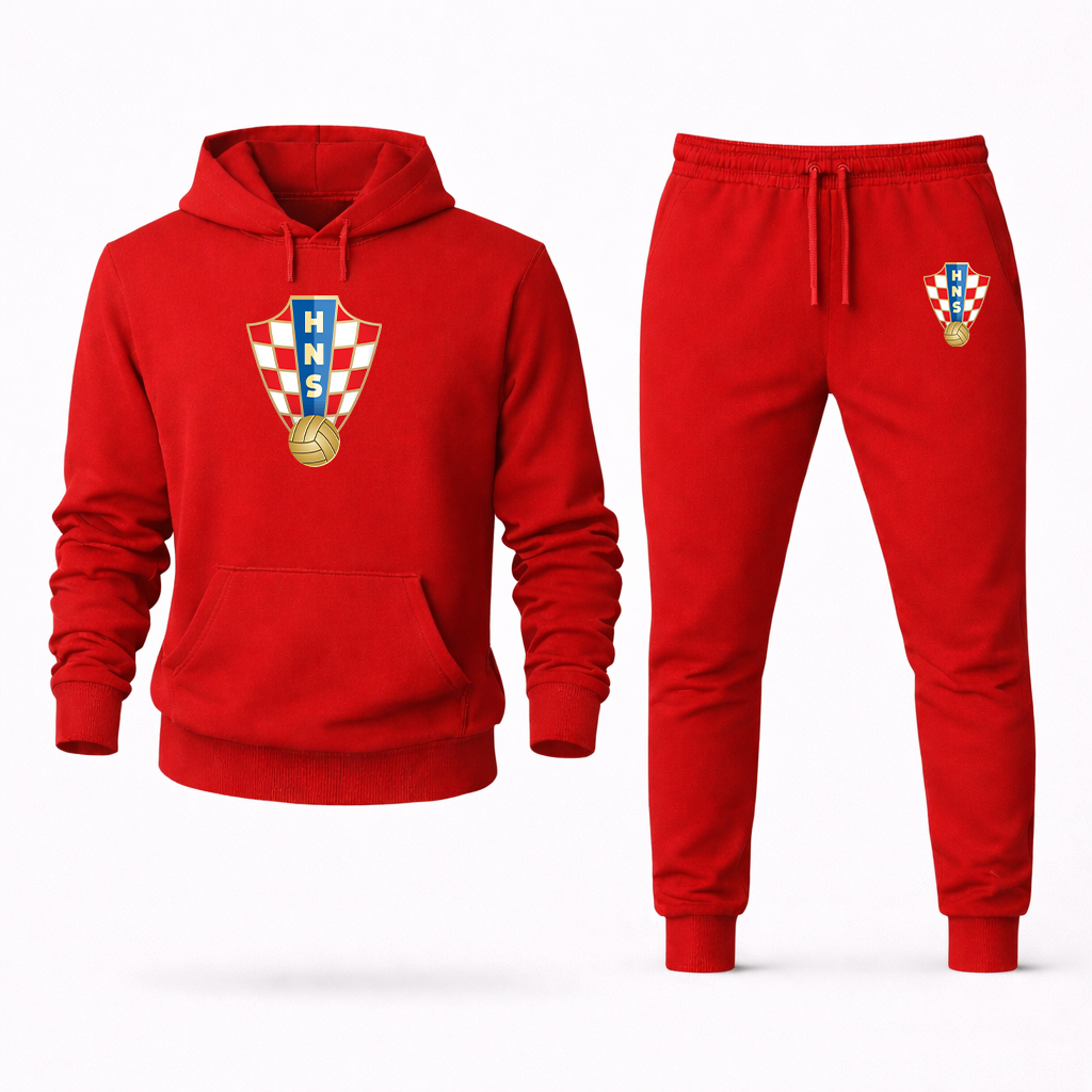 Men's Croatia National Soccer Team Hoodie Joggers Set