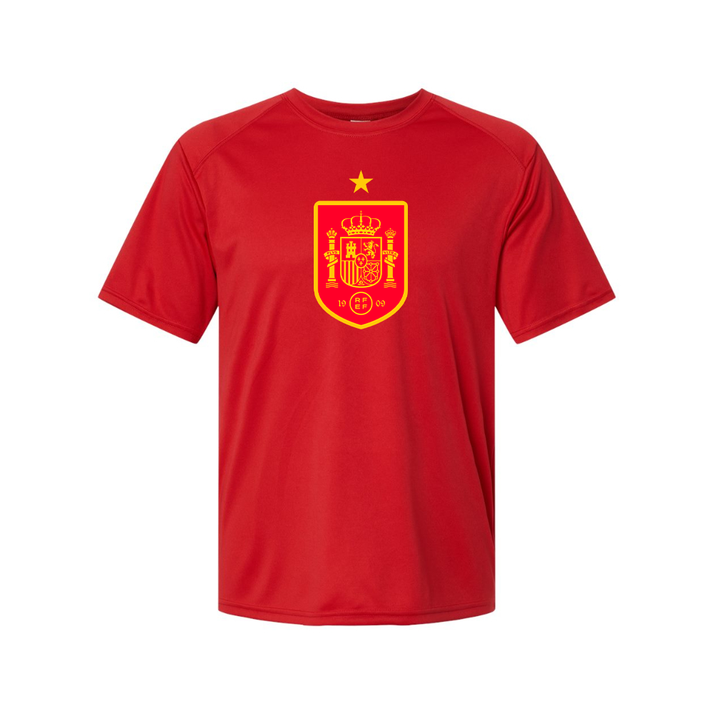 Men's Spain Red Logo National Soccer Team Performance T-Shirt