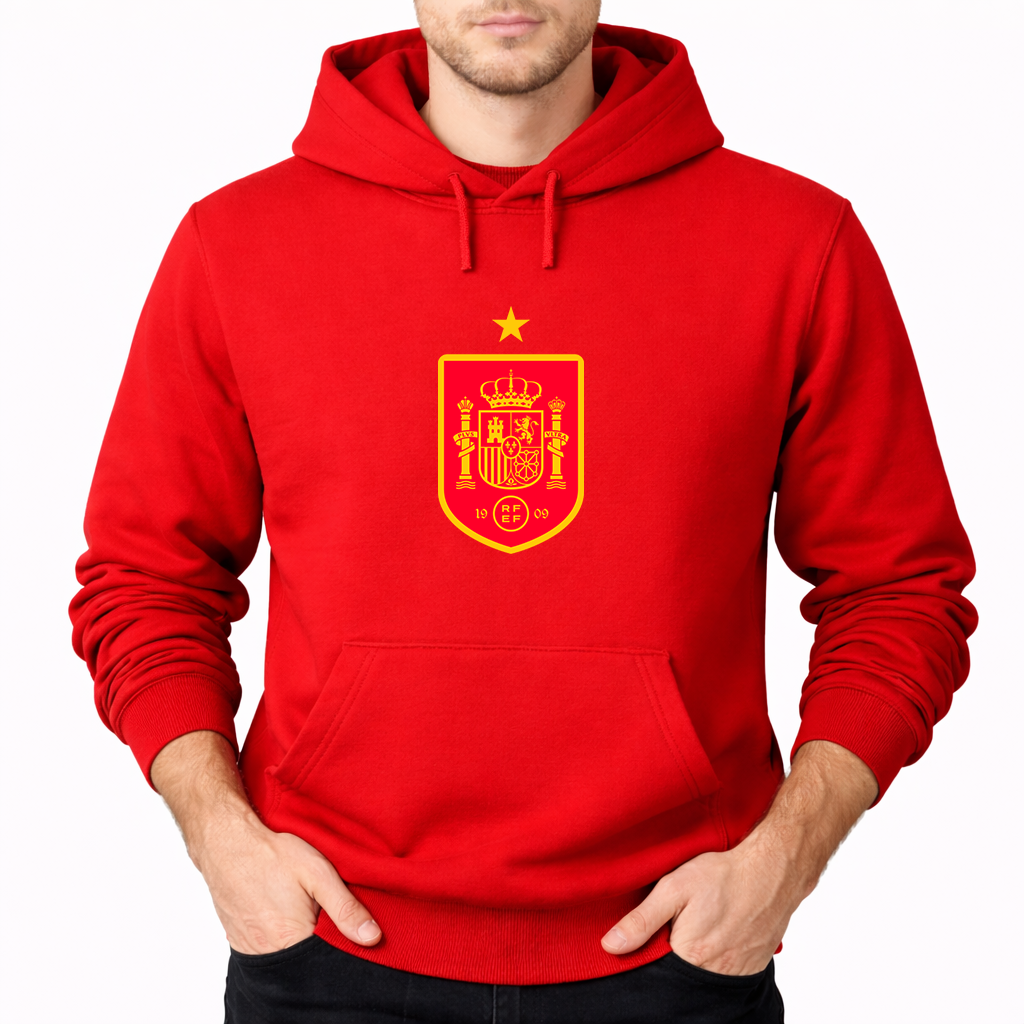 Men's Spain Red Logo National Soccer Team Pullover Hoodie