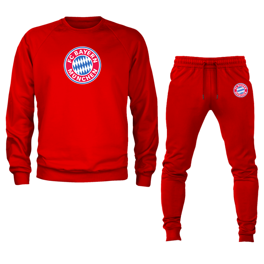 Men's F.C. Bayern Munchen Soccer Logo Crewneck Sweatshirt Joggers Suit