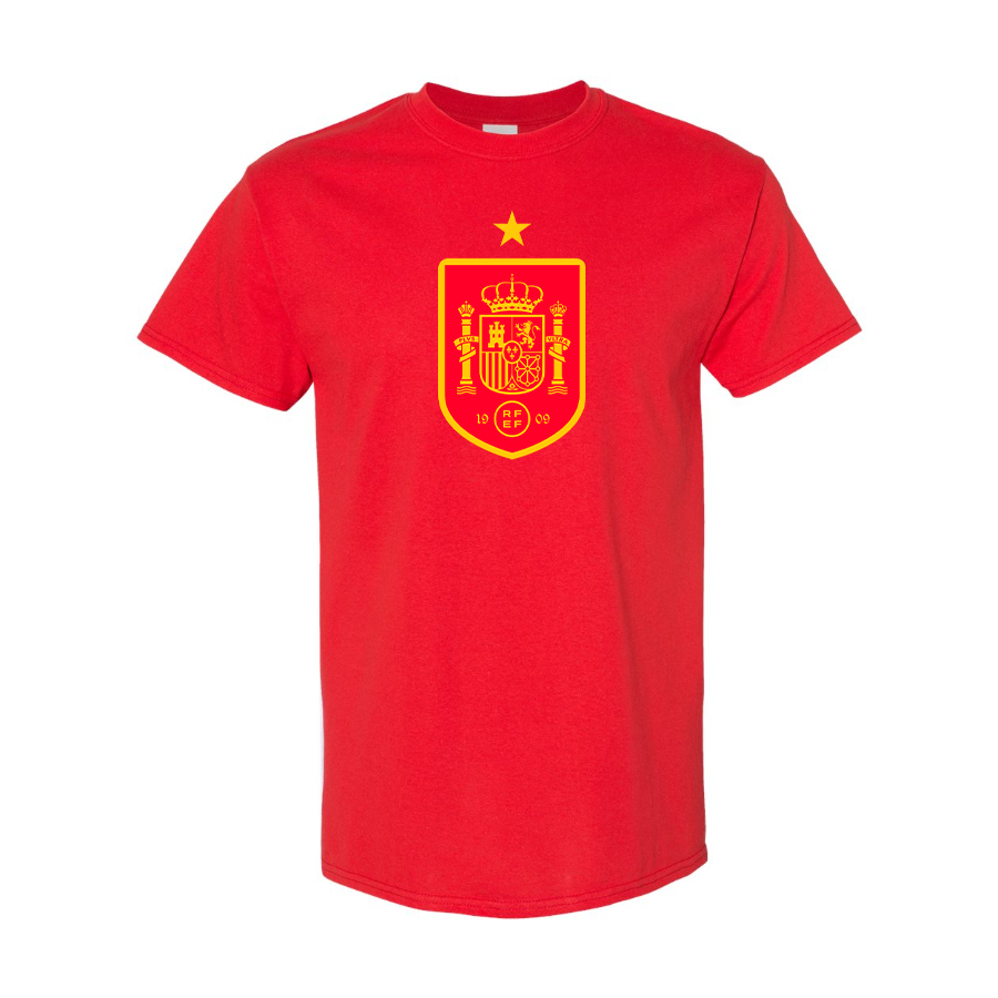 Youth Kids Spain Red Logo National Soccer Team Cotton T-Shirt