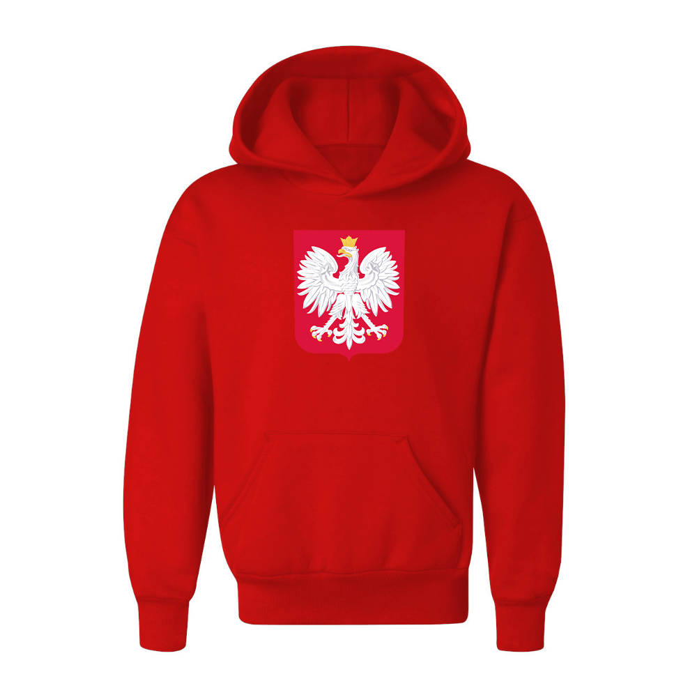 Youth Kids Poland National Soccer Team Pullover Hoodie