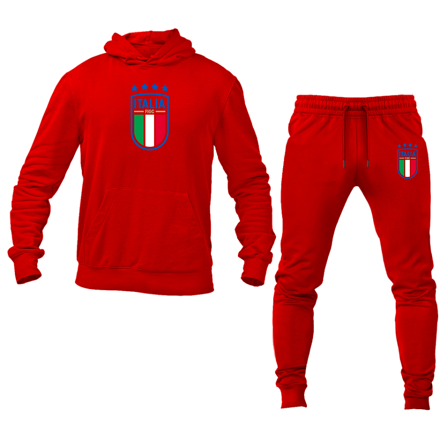 Men's Italy National Soccer Hoodie Joggers Set