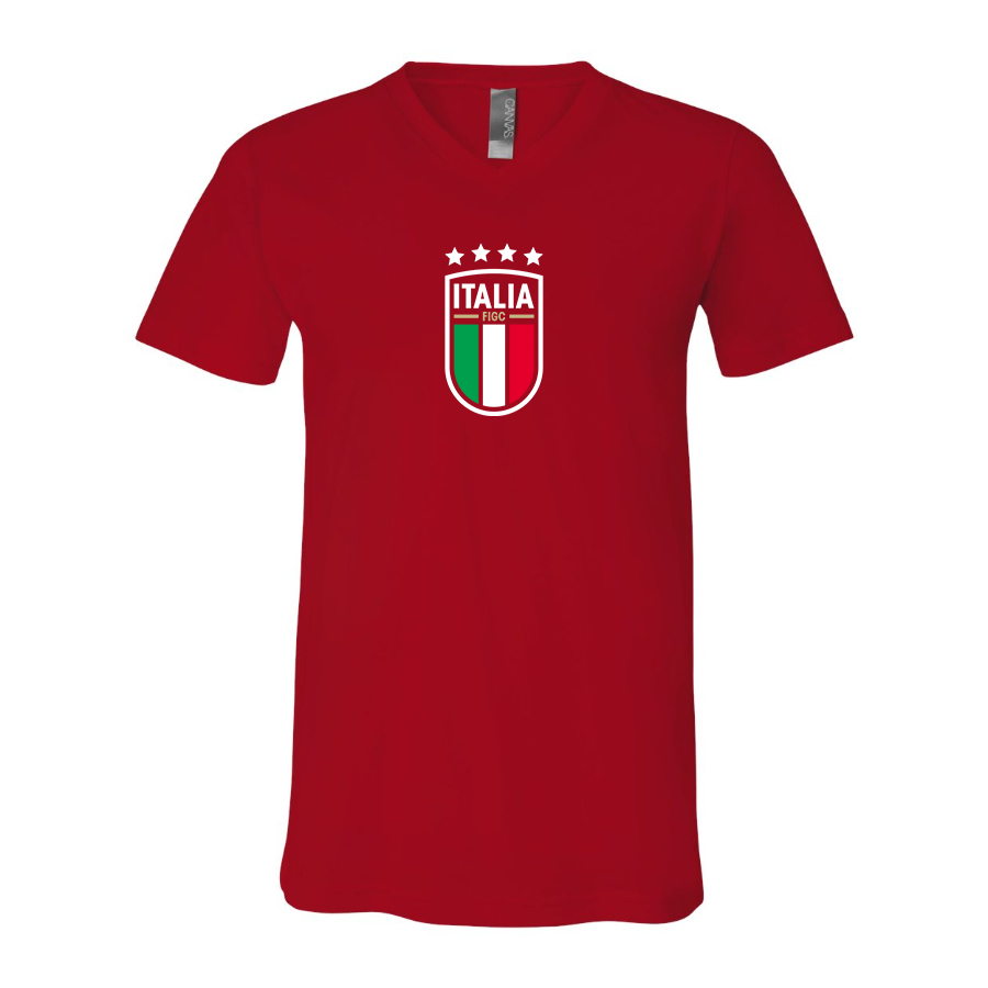 Men’s Italy National Soccer Team  - BELLA + CANVAS - Jersey V-Neck Tee - 3005