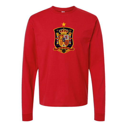 Men's Spain National Soccer Team Cotton Long Sleeve T-Shirt