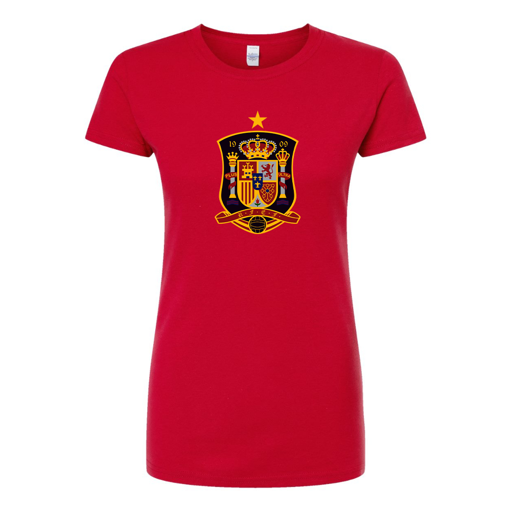 Women's Spain National Soccer Team Round Neck T-Shirt