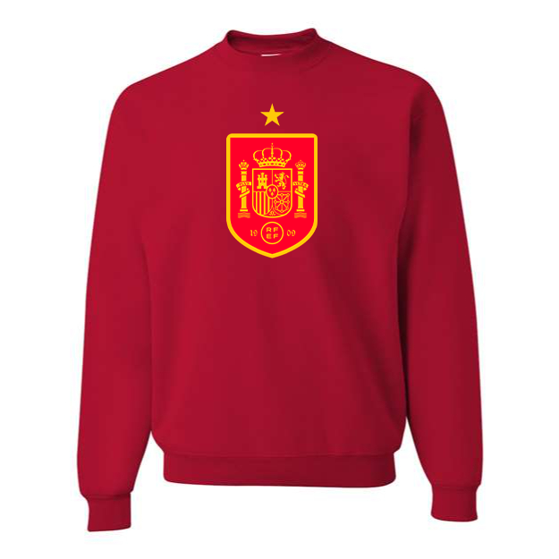 Men's Spain Red Logo National Soccer Team Crewneck Sweatshirt