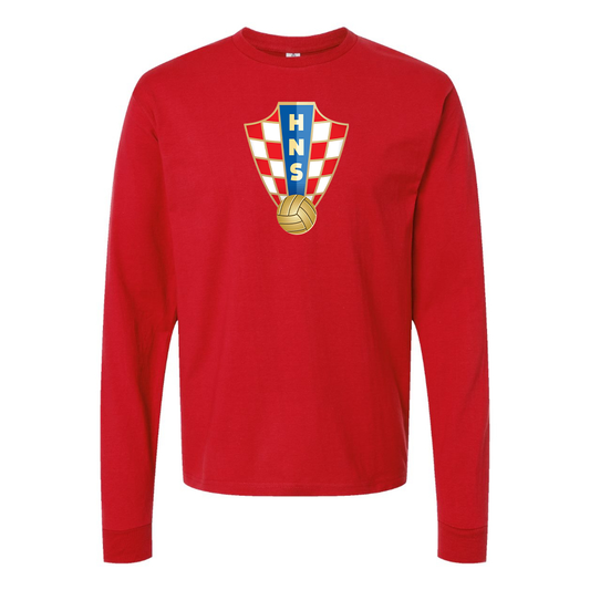 Men's Croatia National Soccer Team Cotton Long Sleeve T-Shirt