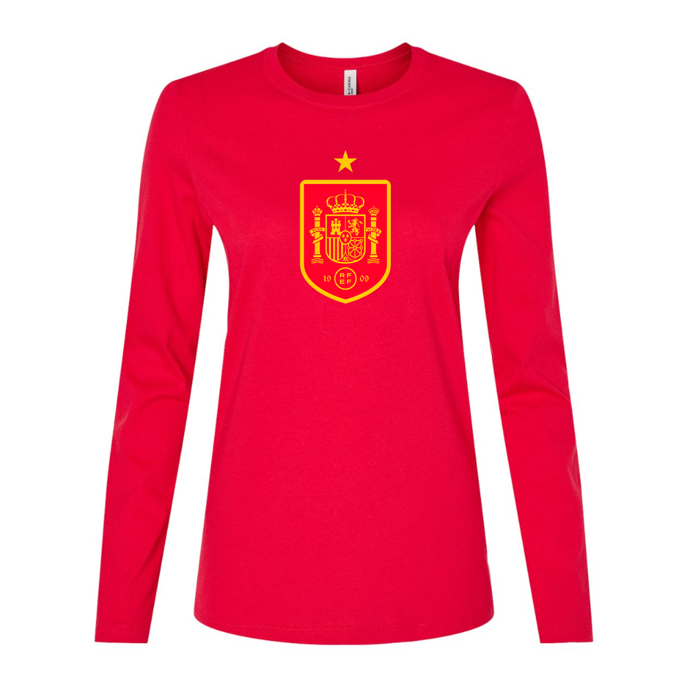 Women's Spain Red Logo National Soccer Team Long Sleeve T-Shirt