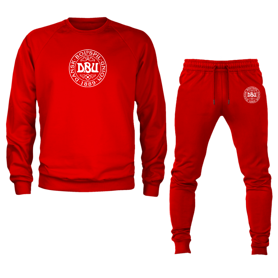 Men's Denmark  Soccer Logo Crewneck Sweatshirt Joggers Suit