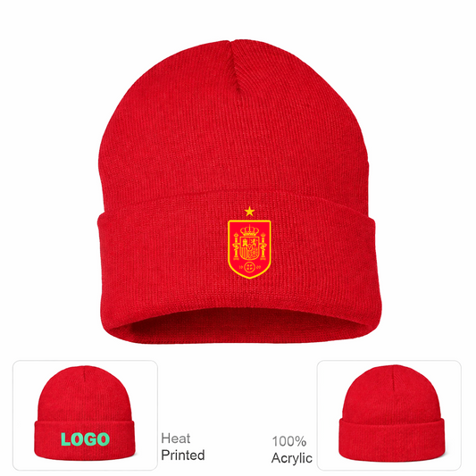 Spain Red Logo National Soccer Team Beanie Hat
