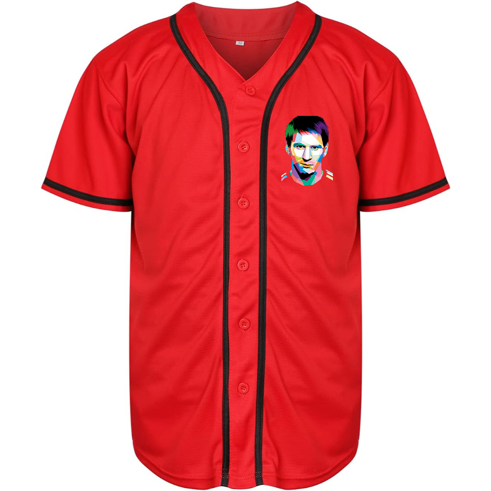 Men's Lionel Messi Face Art Soccer Baseball Jersey