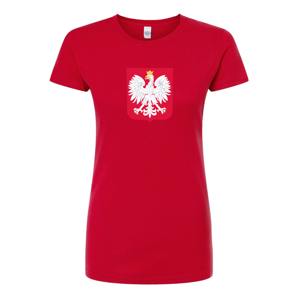 Women's Poland National Soccer Team Round Neck T-Shirt