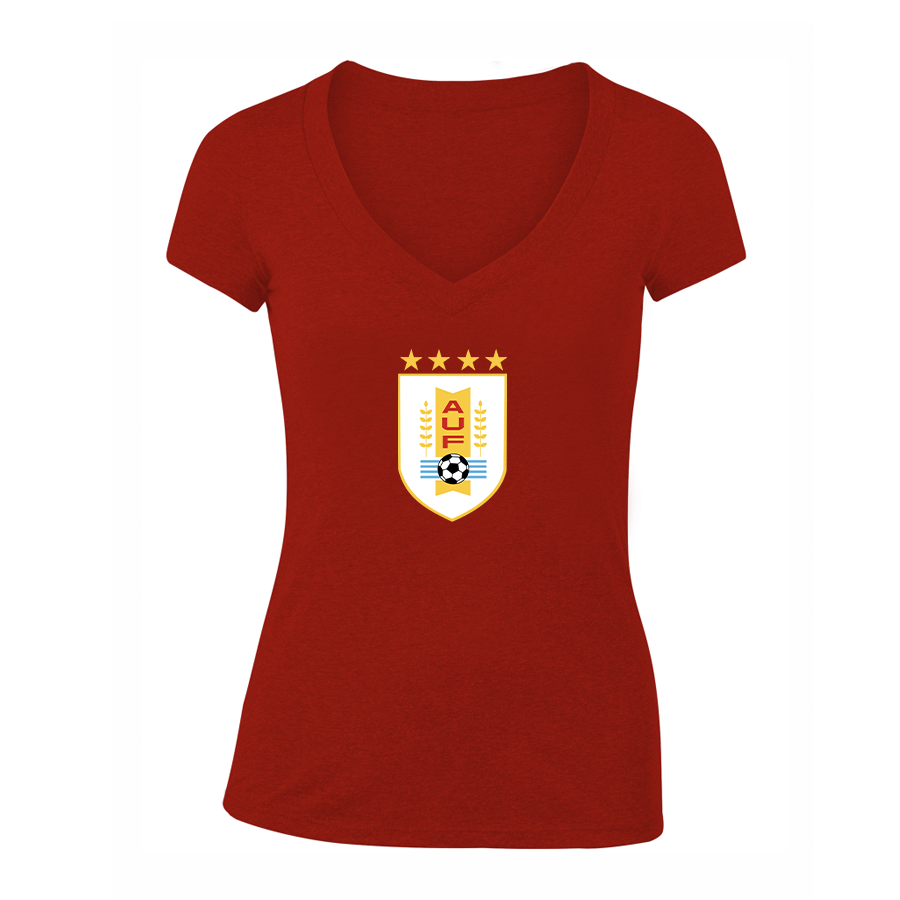 Women's Uruguay National Soccer Team V-Neck T-Shirt