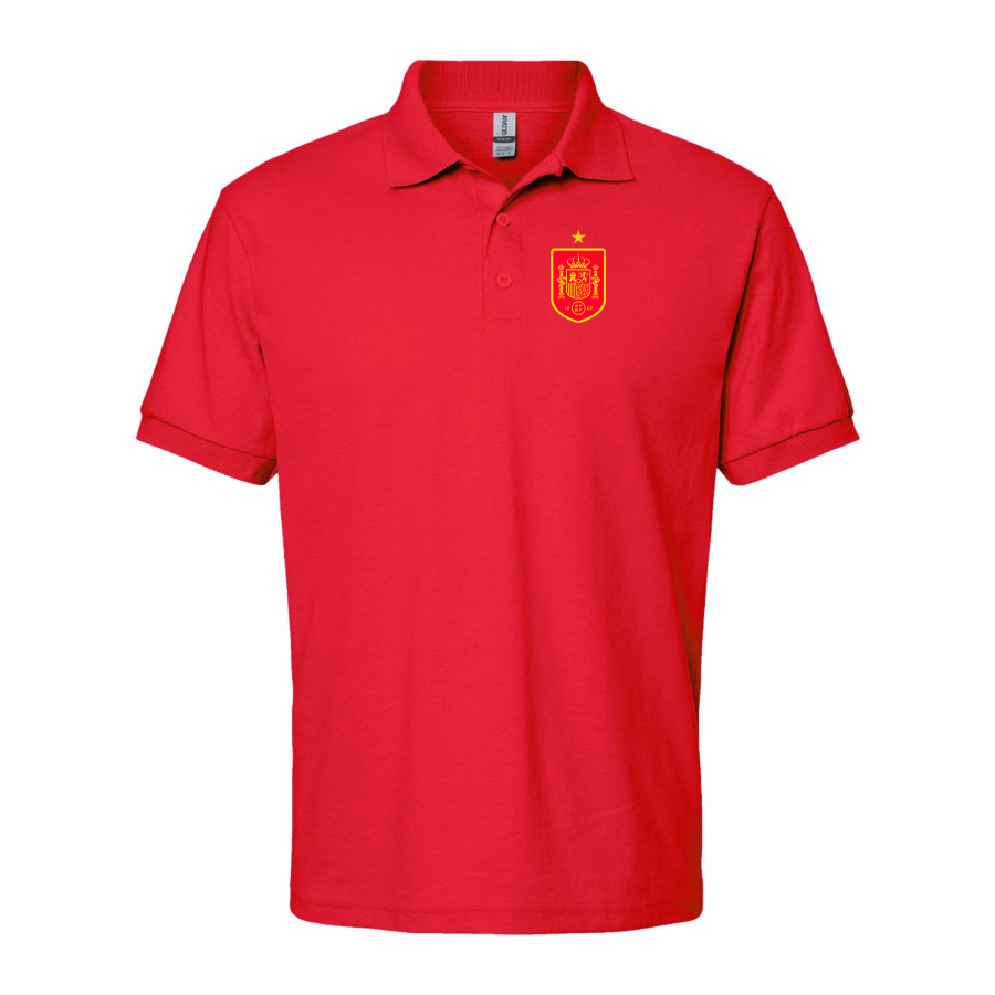 Men's Spain Red Logo National Soccer Team Dry Blend Polo