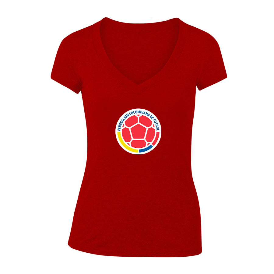 Women's Colombia National Soccer Team V-Neck T-Shirt